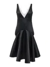 Jw Anderson Draped Hem V Neck Dress In Black
