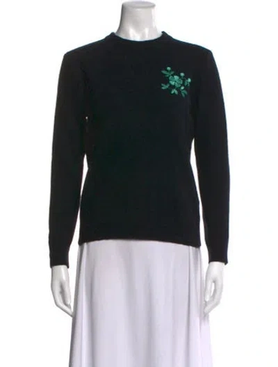 Pre-owned Jw Anderson Virgin Wool Floral Print Sweater In Black