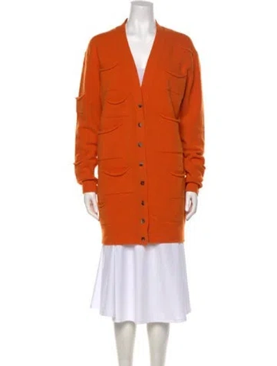 Pre-owned Jw Anderson Virgin Wool V-neck Sweater In Orange