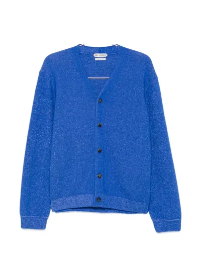 Jw Anderson W Anderson Mens V-neck Speckled Knitted Cardigan Cobalt In Blue