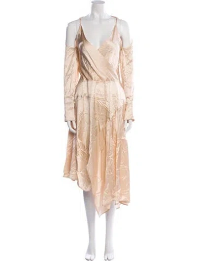 Pre-owned Jw Anderson V-neck Long Dress In Neutral