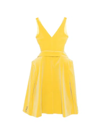 Jw Anderson V-neck Maxi Dress In Yellow