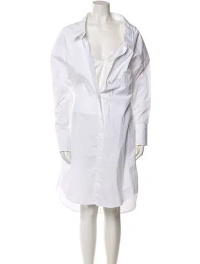 Pre-owned Jw Anderson V-neck Midi Length Dress In White