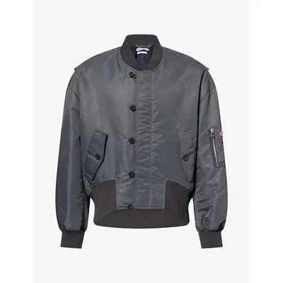 Jw Anderson W Anderson Mens Oversized Shell Bomber Jacket Dark Grey In Gray