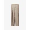 Jw Anderson Mens Clay Melange Pleated Tailored Wide-leg Wool Trousers In Neutral