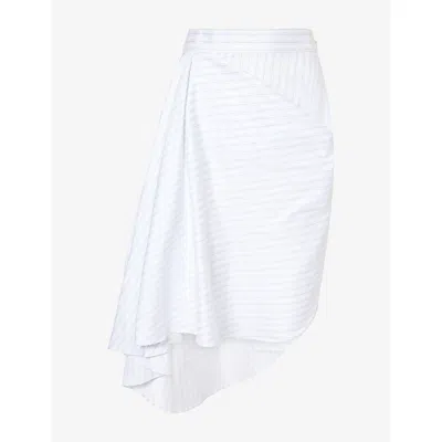 Jw Anderson W Anderson Womens Asymmetric Draped Cotton Midi Skirt White Blue