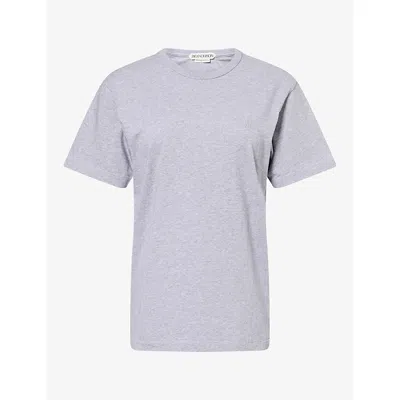Jw Anderson W Anderson Womens Brand-logo Cotton T-shirt Mid Grey Melange In Gray