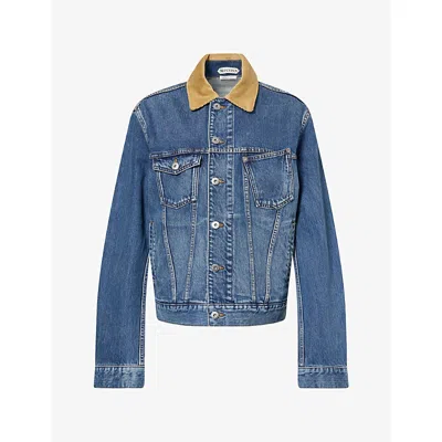 Jw Anderson W Anderson Womens Corduroy Collar Cotton Denim Jacket Mid Blue