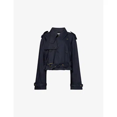 Jw Anderson W Anderson Womens Cropped Cotton Trench Coat Navy In Blue