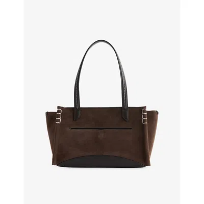Jw Anderson W Anderson Womens Elongated Loafer Cabas Suede Tote Bag Brown