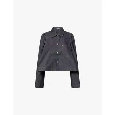 Jw Anderson W Anderson Womens Flare-hem Denim Shirt Indigo Xs