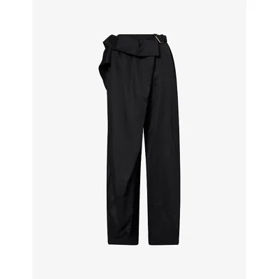 Jw Anderson W Anderson Womens Fold-over Wool Trousers Black