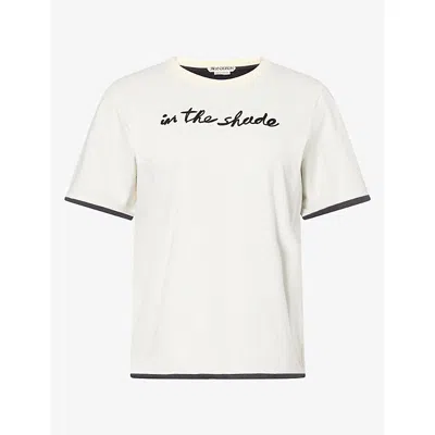 Jw Anderson W Anderson Womens In The Shade Cotton T-shirt Ecru Washed Black Xs In White