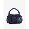 Jw Anderson W Anderson Womens Cable-knit Small Raffia Top-handle Bag Navy In Blue