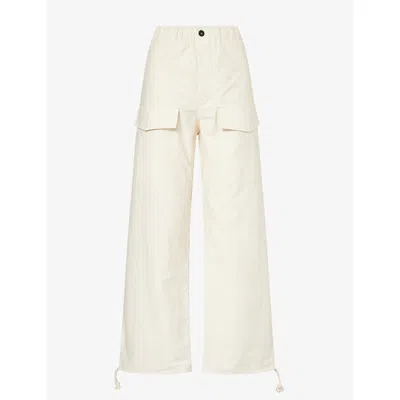 Jw Anderson W Anderson Womens Parachute Cotton Track Trousers Ivory In White