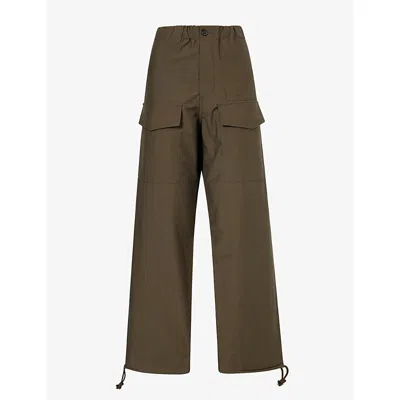 Jw Anderson W Anderson Womens Parachute Cotton Track Trousers Military Green