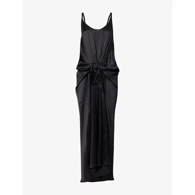 Jw Anderson W Anderson Womens Waist-knot Crinkled Silk Midi Dress Black