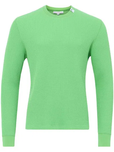 Jw Anderson Waffle Cotton Sweater In Green