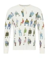 Jw Anderson People Print Waffle Knit Cotton Henley Top In White