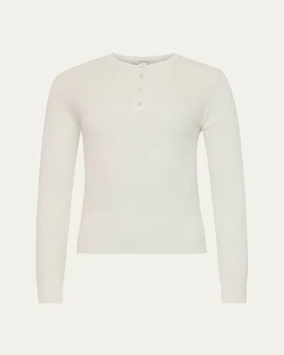 Jw Anderson Waffle Henley Long Sleeve Top In Off White