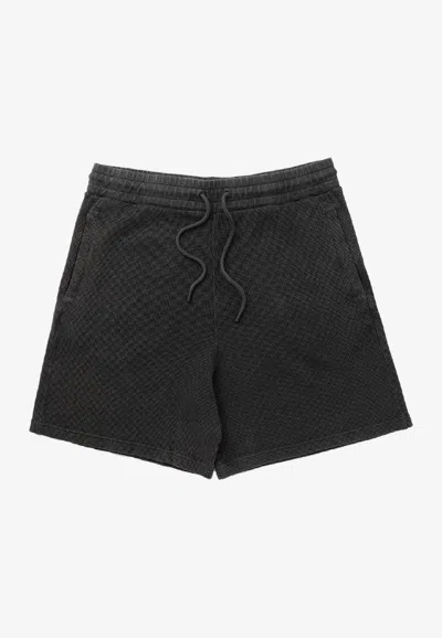 Jw Anderson Waffle Ribbed Shorts In Black