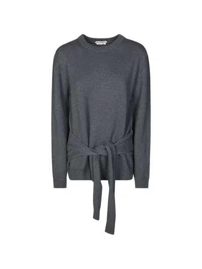 Jw Anderson Waist-tie Sweater In Grey