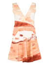 Jw Anderson Watercolour Print V-neck Dress In Neutral