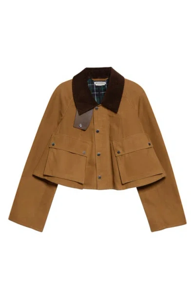 Jw Anderson Waxed Cotton Swing Barn Jacket In Brown