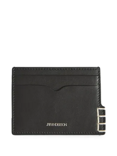 Jw Anderson Whipstitch-detail Logo-print Cardholder In Black