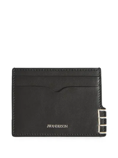 Jw Anderson Whipstitch-detail Logo-print Cardholder In Black