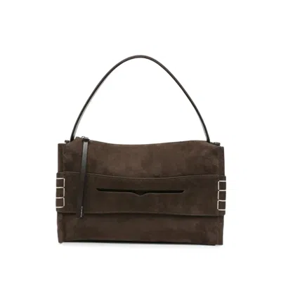 Jw Anderson Whipstitch-detail Suede Tote Bag In Brown