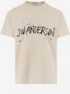 Jw Anderson Mens Ecru Circular Brand-print Cotton T-shirt In Neutral