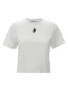 Jw Anderson Mens White Anchor-embroidery Crop Cotton-jersey T-shirt In White