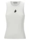 Jw Anderson Crew Neck Ribbed Sleeveless Top Straight Hem In White