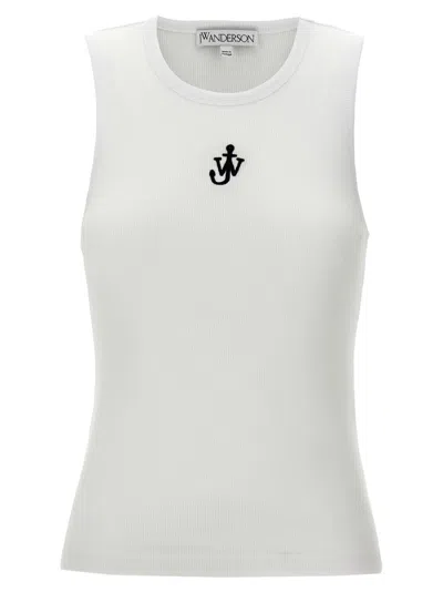 JW ANDERSON WHITE ANCHOR-EMBROIDERED TOP