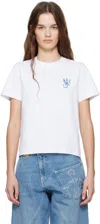 Jw Anderson White Embroidered Logo Printed T-shirt In 001 White