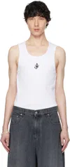 Jw Anderson White Sleeveless Top With Logo Embroidery On The Front In 001
