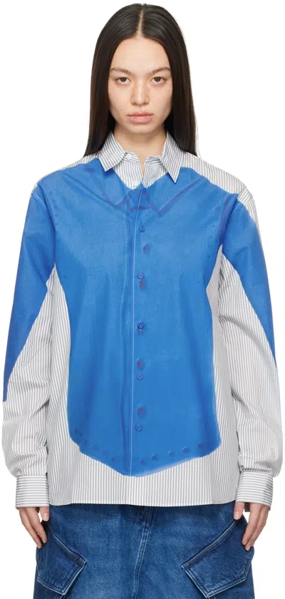 Jw Anderson White & Blue Trompe L'œil Shirt In 693 Light Grey/blue