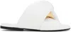 Jw Anderson Leather Knot Slides With Chain Detail In 101 White