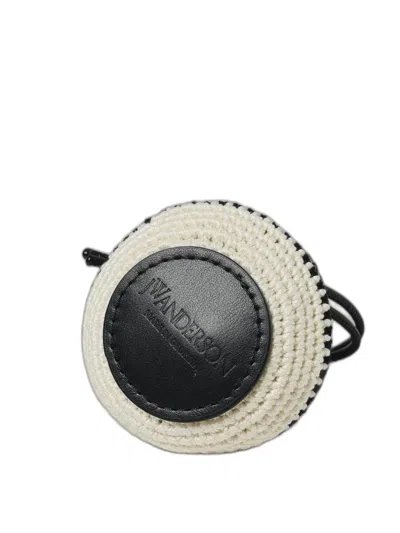 Jw Anderson White Cotton Leather Key Holders In Black