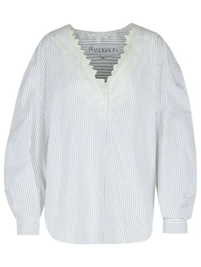Jw Anderson Woman Shirt Grey Size 6 Cotton In Blue