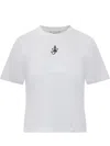 Jw Anderson Mens White Anchor-embroidery Crop Cotton-jersey T-shirt In White