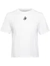 Jw Anderson Mens White Anchor-embroidery Crop Cotton-jersey T-shirt In White