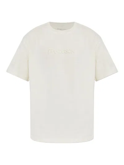 JW ANDERSON WHITE CREWNECK LOGO T-SHIRT