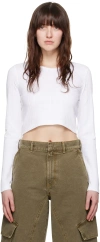 Jw Anderson White Cropped Long Sleeve T-shirt In 001 White