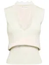 Jw Anderson J.w. Anderson White Lace-trim Knit Top