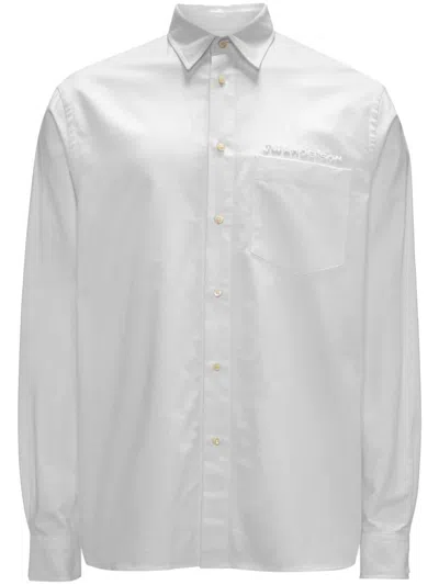 Jw Anderson Cotton Embroidered-logo Shirt In Metallic
