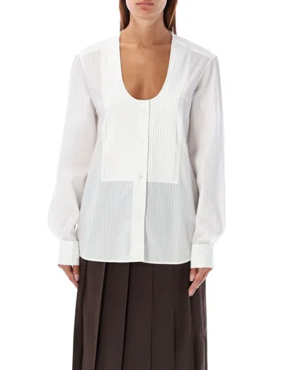 JW ANDERSON WHITE PINTUCK BIB SHIRT