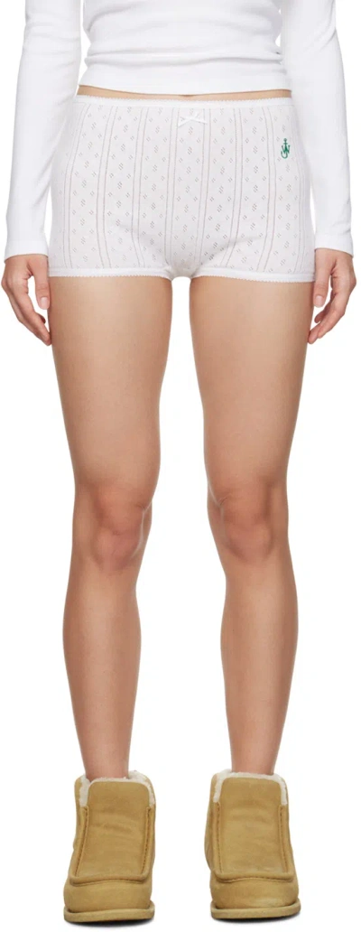 Jw Anderson White Pointelle Shorts In 001 White
