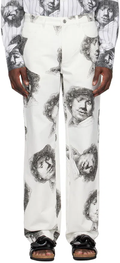 Jw Anderson White Printed Jeans In 001 White
